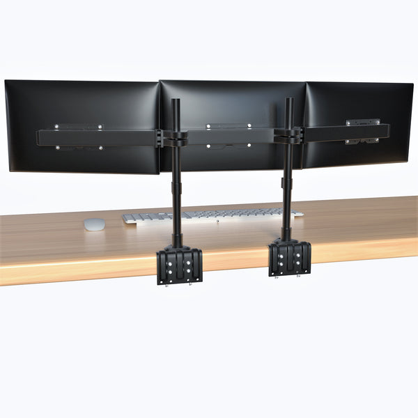 Triple LED LCD Monitor Stand Clamp Desk Mount for Support up to 32" Monitors, 29 inch Pole Heavy Duty Fully Adjustable Stand, Black (2003MSCT)