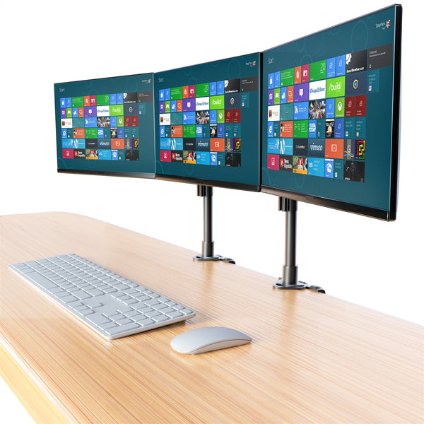 Triple LED LCD Monitor Stand Clamp Desk Mount for Support up to 32" Monitors, 29 inch Pole Heavy Duty Fully Adjustable Stand, Black (2003MSCT)