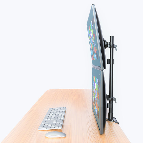 Dual LED LCD Monitor Stand up C-Clamp Desk Mount for 43" & 49" Super Ultra-Wide/Curved Monitors, 29 inch Pole Heavy Duty Fully Adjustable Stand Vertical Array, Black (2MSCTV-T)