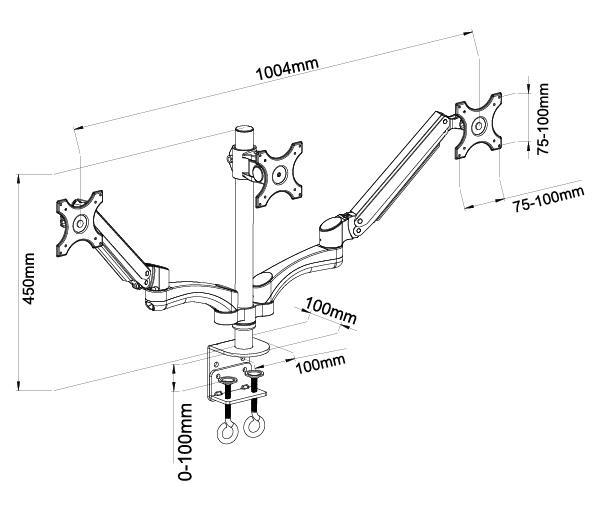 Triple Monitor Desk Mount Arm/Stand, Height Adjustable Gas Spring Arms, Fits 19, 20, 24 inch Screens 3MSG