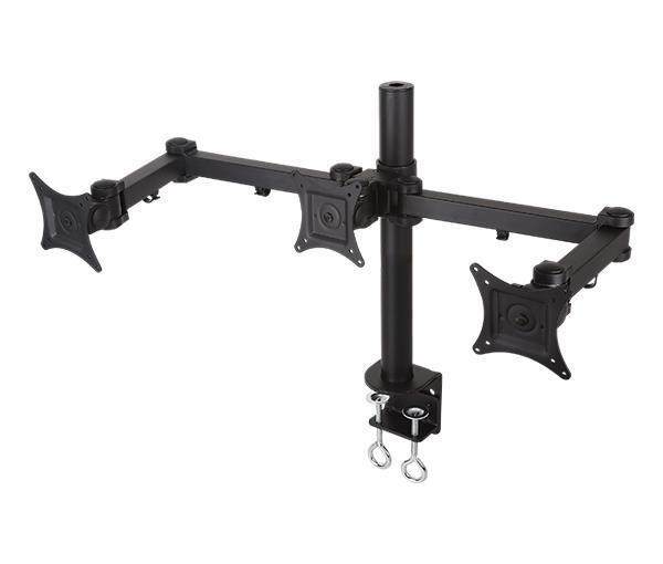 Triple LCD Monitor Desk Mount Fully Adjustable Horizontal Stand Fits 3 Screens up to 27 inch, 22 lbs. Weight Capacity per Arm, Black (3MS-CTB)
