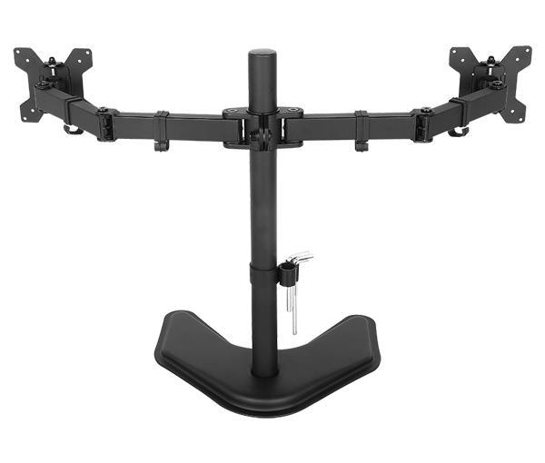 Dual Monitor Stand, Free Standing Height Adjustable Two Arm Monitor Mount for Two 13 to 27 inch LCD Screens with Swivel and Tilt Hongkong Model EF002