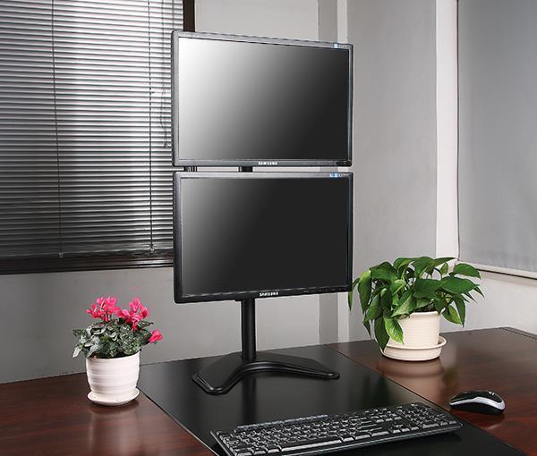 Dual Monitor Desk Stand Free-Standing LCD Mount, Holds in Vertical Position 2 Screens up to 30" Hongkong EF002V