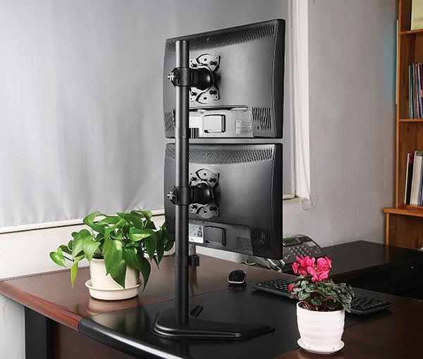 Dual Monitor Desk Stand Free-Standing LCD Mount, Holds in Vertical Position 2 Screens up to 30" Hongkong EF002V