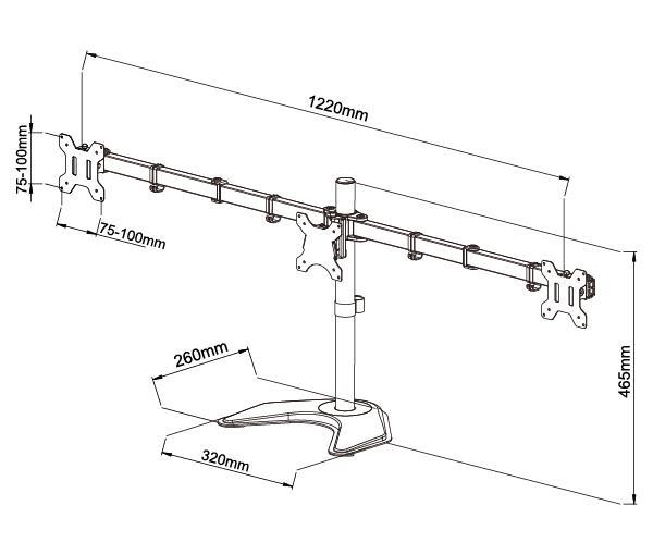 Desktop Triple LCD Monitor Three LCD Arm Monitor Mount Stand Adjustable 3 Screens Fit for 10"-27" Max Support (EF003)