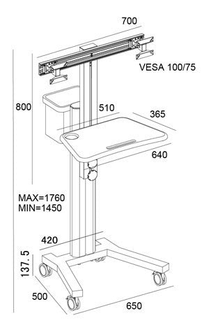 Dual Computer Mobile Cart (MCT09-B)
