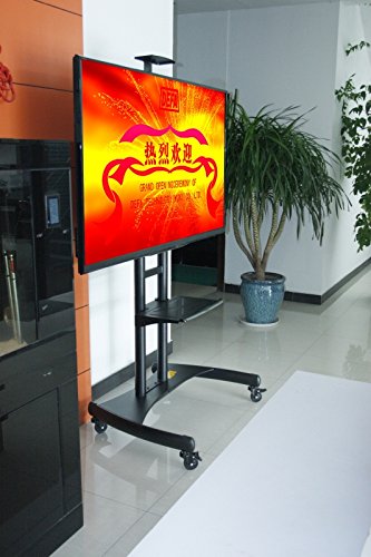 Heavy Duty Mobile TV Trolley Stand with Mount for LED LCD Plasma Flat Panel Screens and Displays 50 to 80 inch with 198 lbs weight capacity, (H05)