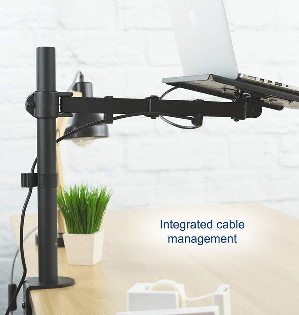Fully Adjustable Extension with C Clamp Single Laptop Notebook Desk Mount Stand, Black (RCLT)