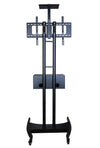 TV Floor Stand on Wheels I Universal Mobile TV Stand with AV Cabinet !Rolling TV Cart for Screens 32 to 65 inches (TMC-E)