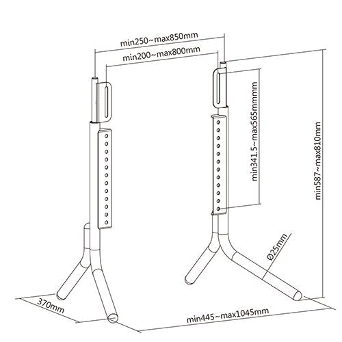 Minimalist Design Universal Tabletop Y-Shape Tv Stand with Plastic End Cap for Most 37" to 70" inch LCD Flat Screen TV, VESA up to 800 x 400, Black