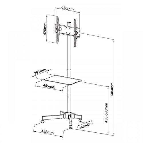 Mobile TV Cart for LCD LED Plasma Flat Screen Panel Trolley Floor Stand with Locking wheels | Fits 23" to 55" (2 Year Warranty) (H10)
