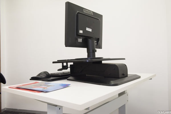 Black Height Adjustable Standing Desk Gas Spring Monitor Riser, Tabletop Sit to Stand Workstation Converter (model RDF)