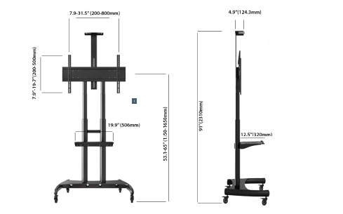 Heavy Duty Mobile TV Trolley Stand with Mount for LED LCD Plasma Flat Panel Screens and Displays 50 to 80 inch with 198 lbs weight capacity, (H05)
