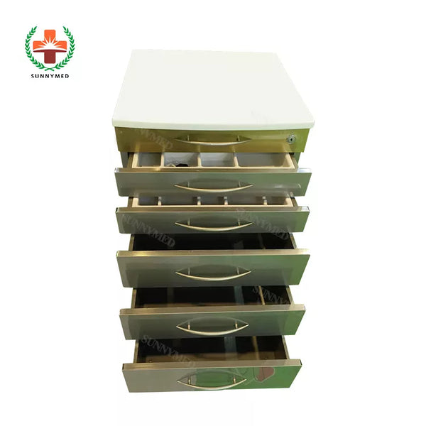 Mobile 5-Drawers Single Stainless Steel Medical Dental cabinet,480*505*820mm