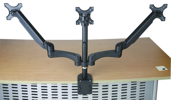 Triple Monitor Desk Mount Arm/Stand, Height Adjustable Gas Spring Arms, Fits 19, 20, 24 inch Screens 3MSG
