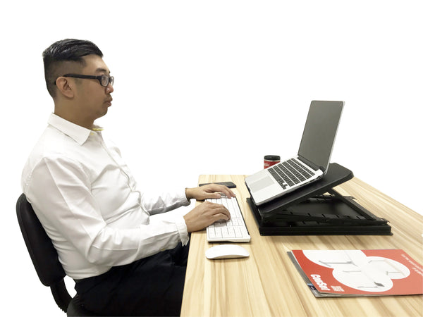 符合人體工程學設計多層高度可調筆記本電腦架,靜坐,桌面,黑色