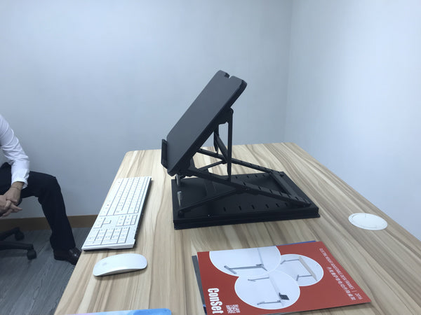 符合人體工程學設計多層高度可調筆記本電腦架,靜坐,桌面,黑色
