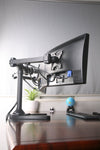 Triple Monitor Stand Freestanding LCD Computer Screen Desk Mount for 19, 20, 22, 23, 24 Inch Monitors VESA 75 and 100 Compatible Full Motion, 66 lbs Capacity (3 Horizontal Monitor)