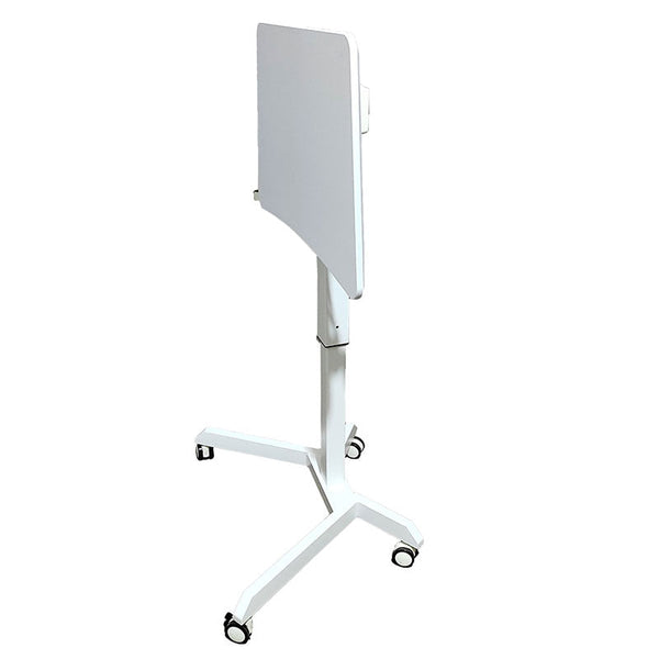 Mobile Standing Laptop Desk Converter Sit Stand Home Office Desk Workstation W/Height Adjustable from 30.3" to 45.9 Inches Folding Desk with Wheels, White (LPT02)