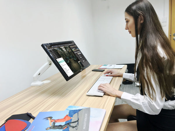 Single Gas Spring Desktop Mount Arm, Adjustable VESA Mount Desk Stand with Clamp Base, Fits 13 to 27 Inch LCD Computer Monitors, White