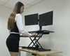 Dual 17" - 27" VESA Height Adjustable Screen Monitor Mount for Standing Desk Converter - Black