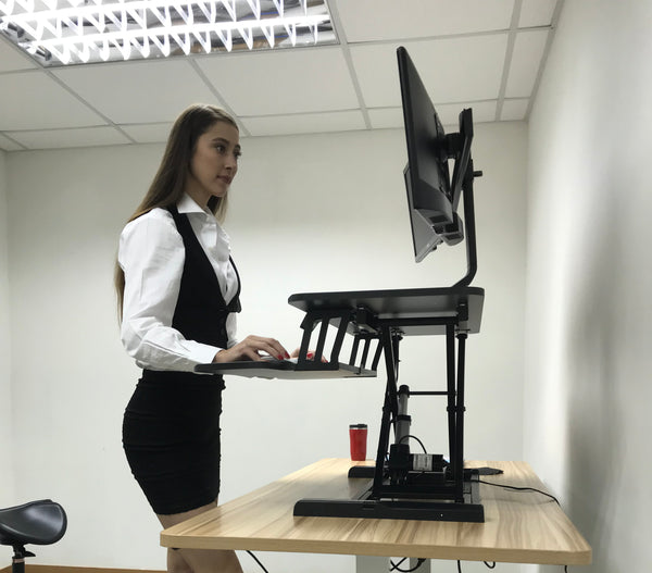 Dual 17" - 27" VESA Height Adjustable Screen Monitor Mount for Standing Desk Converter - Black