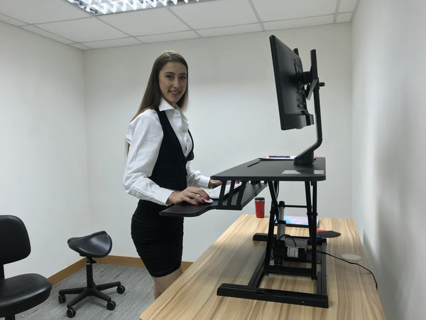 Dual 17" - 27" VESA Height Adjustable Screen Monitor Mount for Standing Desk Converter - Black