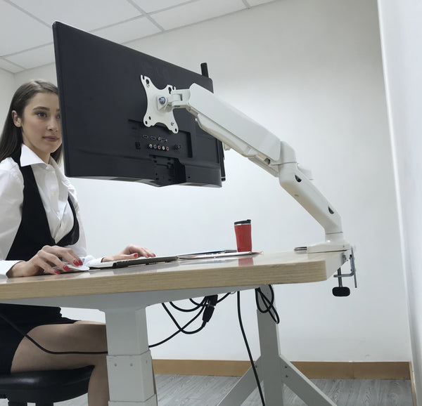 Dual Monitor Mount Stand Full Motion Swivel Gas Spring LCD Arm Fits for 2 Computer Screens 13 to 27 inches - Each Arm Holds up to 13.2 lbs