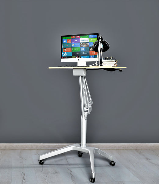 Sit to stand mobile outlet laptop computer desk