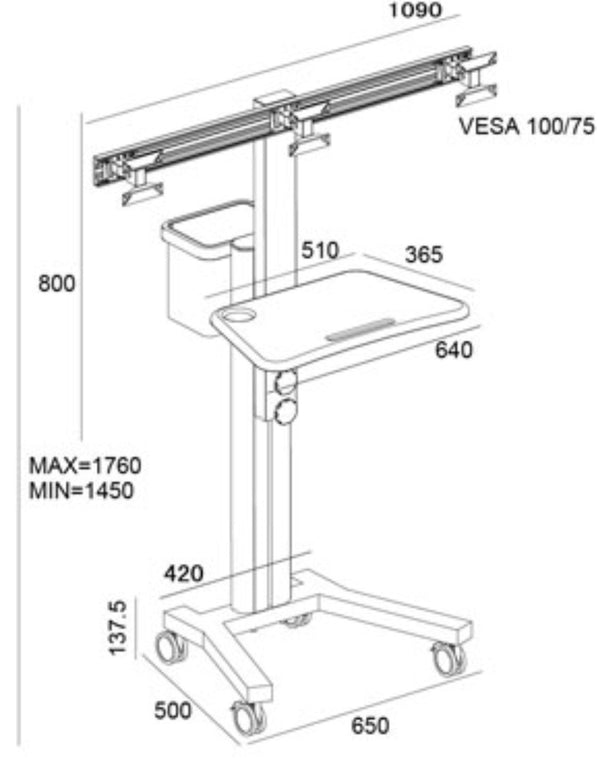 Triple Computer Mobile Cart (MCT09-c)