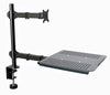 Desktop Dual LCD Laptop Mount Fully Adjustable Single Computer Monitor and Desk Combo Black Stand, 13" to 27" Screens RCLM