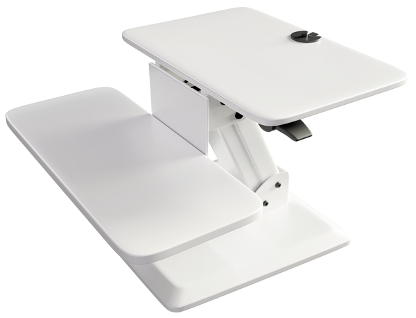 White Height Adjustable Standing Desk Gas Spring Monitor Riser, Tabletop Sit to Stand Workstation Converter (model RDFW)