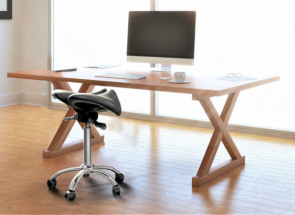 Ergonomic Adjustable Rolling Active Chair, Saddle Seat and AngleAdjustment, Black (E4008)