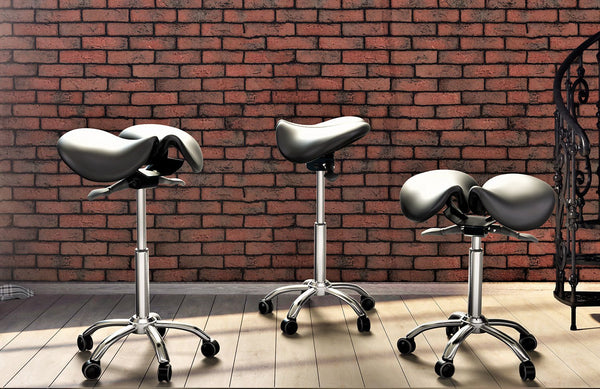 Ergonomic Adjustable Rolling Active Chair, Saddle Seat and AngleAdjustment, Black (E4008)