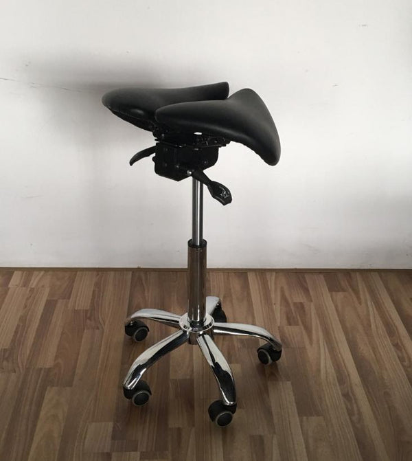 Ergonomic Adjustable Rolling Active Chair, Saddle Seat and AngleAdjustment, Black (E4008)