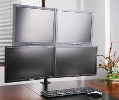 Quad LCD Monitor Desk Mount, Fully Adjustable Stand Fits 4 Screens up to 27 inch, 22 lbs. Weight Capacity per Arm, Black (4MSCTB)