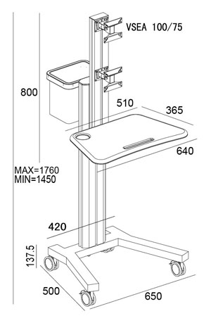 Dual Computer Mobile Cart (MCT09-A)