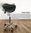 Ergonomic Adjustable Rolling Active Chair, Saddle Seat and AngleAdjustment, Black (E4008)