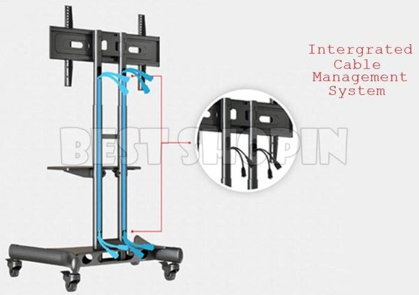 Universal Mobile TV Stand TV Cart with Height Adjustable shelf and flat screen mount – Fits 32 to 65 inches LED, LCD TVs