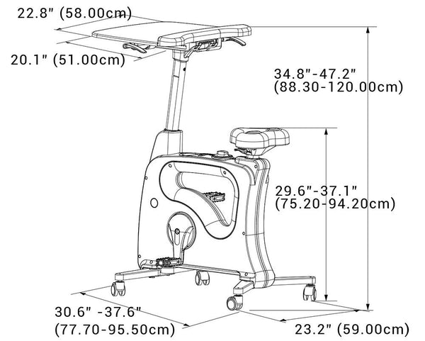 Home office All-in-One V9 Desk Exercise Bike, Height Adjustable Cycle - White