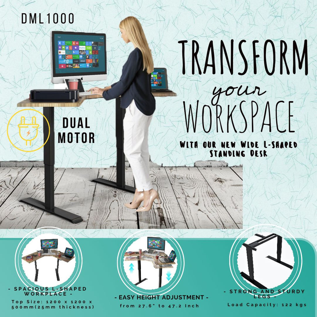 DUAL MOTOR L-SHAPED STANDING DESK