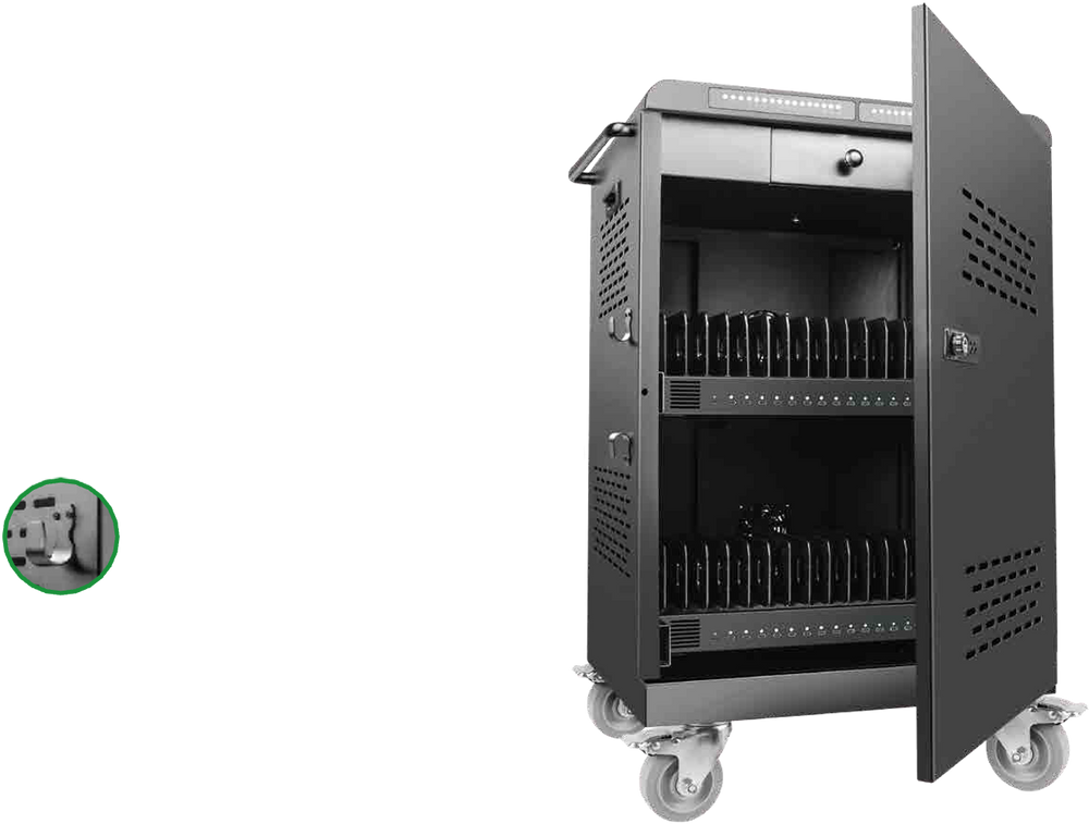 32-Device 2000W USB-C Laptop & Tablet Charging Cart