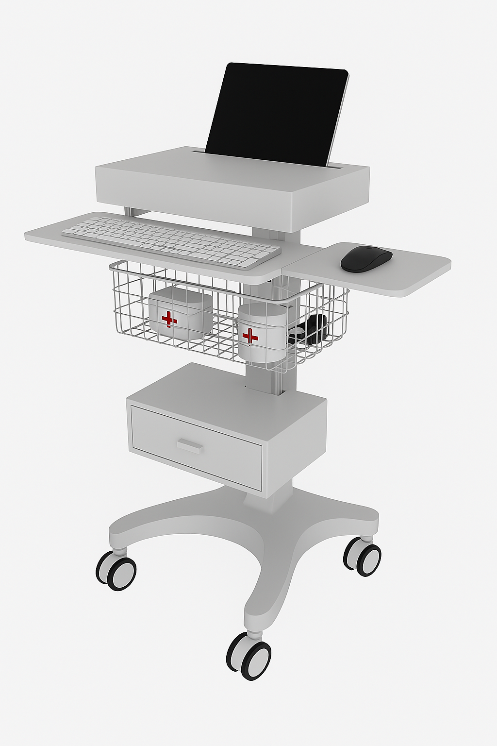 Mobile medical workstation cart for hospitals and clinics
