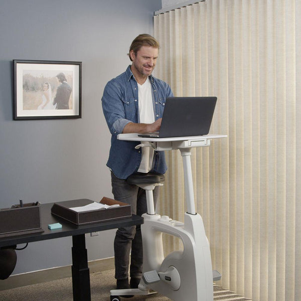 Home office All-in-One V9 Desk Exercise Bike, Height Adjustable Cycle - White