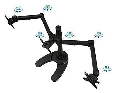 Triple Monitor Stand Freestanding LCD Computer Screen Desk Mount for 19, 20, 22, 23, 24 Inch Monitors VESA 75 and 100 Compatible Full Motion, 66 lbs Capacity (3 Horizontal Monitor)