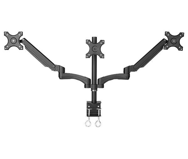 Triple Monitor Desk Mount Arm/Stand, Height Adjustable Gas Spring Arms, Fits 19, 20, 24 inch Screens 3MSG