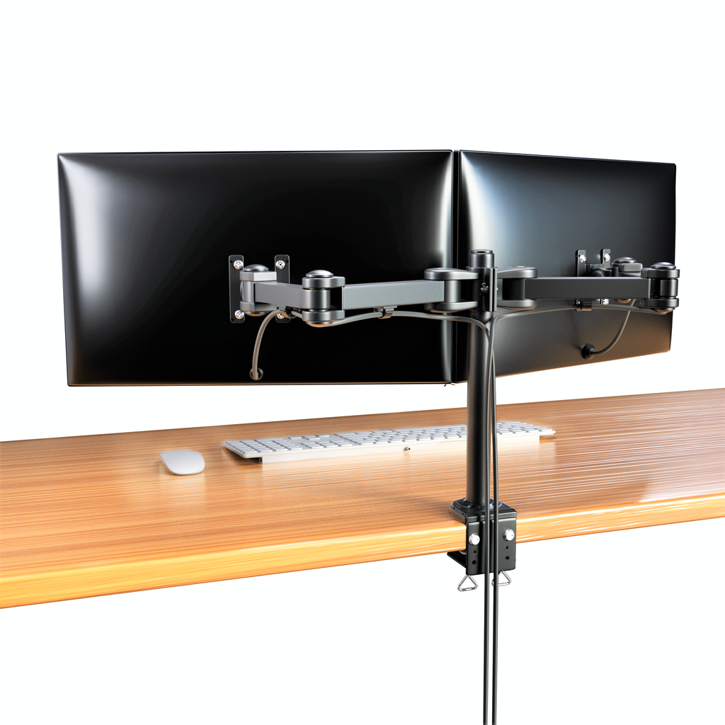 Dual Monitor Desk Stand w/ Articulating Arms – Mount-It!