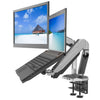 Desktop Dual LCD Fully Adjustable Gas Spring Computer Monitor and Laptop Desk Mount Combo Stand, Fits 13"-27" Screens and 12"-17" Laptops, weight up to 8kgs, Black (RCLMSB-V)