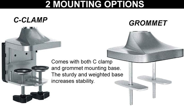 Triple Monitor Stand, Fits 13 to 32 Inchs Screens, Clamp Grommet, Height Adjustable Aluminum Gas Spring Three Monitor Arm Desk Stand, Full Motion, Silver