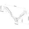 Dual Monitor Wall Mount Bracket, Height Adjustable Full Motion Gas Spring Arms, Fits 13
